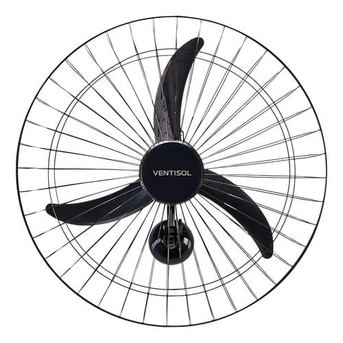 Ventilador de parede Ventisol New 60cm com 3 pás de Plástico preto estrutura new cromado, 60cm de diâmetro