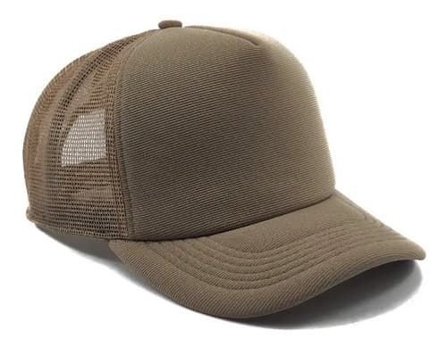 Boné Trucker Preto Liso Rendinha Aba Curva Cor Cáqui Tamanho X