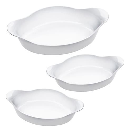 Marinex Conjunto de Assadeiras Oval Opaline 3 Peças Branco