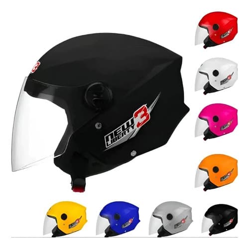 Capacete Moto Aberto Pro Tork New Liberty Three Preto Fosco Tamanho 56 Desenho Solid Viseira Cristal
