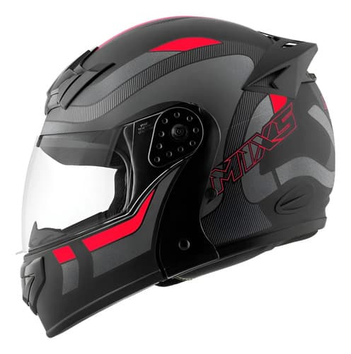 Capacete Escamoteável Mixs Gladiator Articulado Cor Preto/grafite/vermelho Desenho Delta Tamanho Do Capacete 62